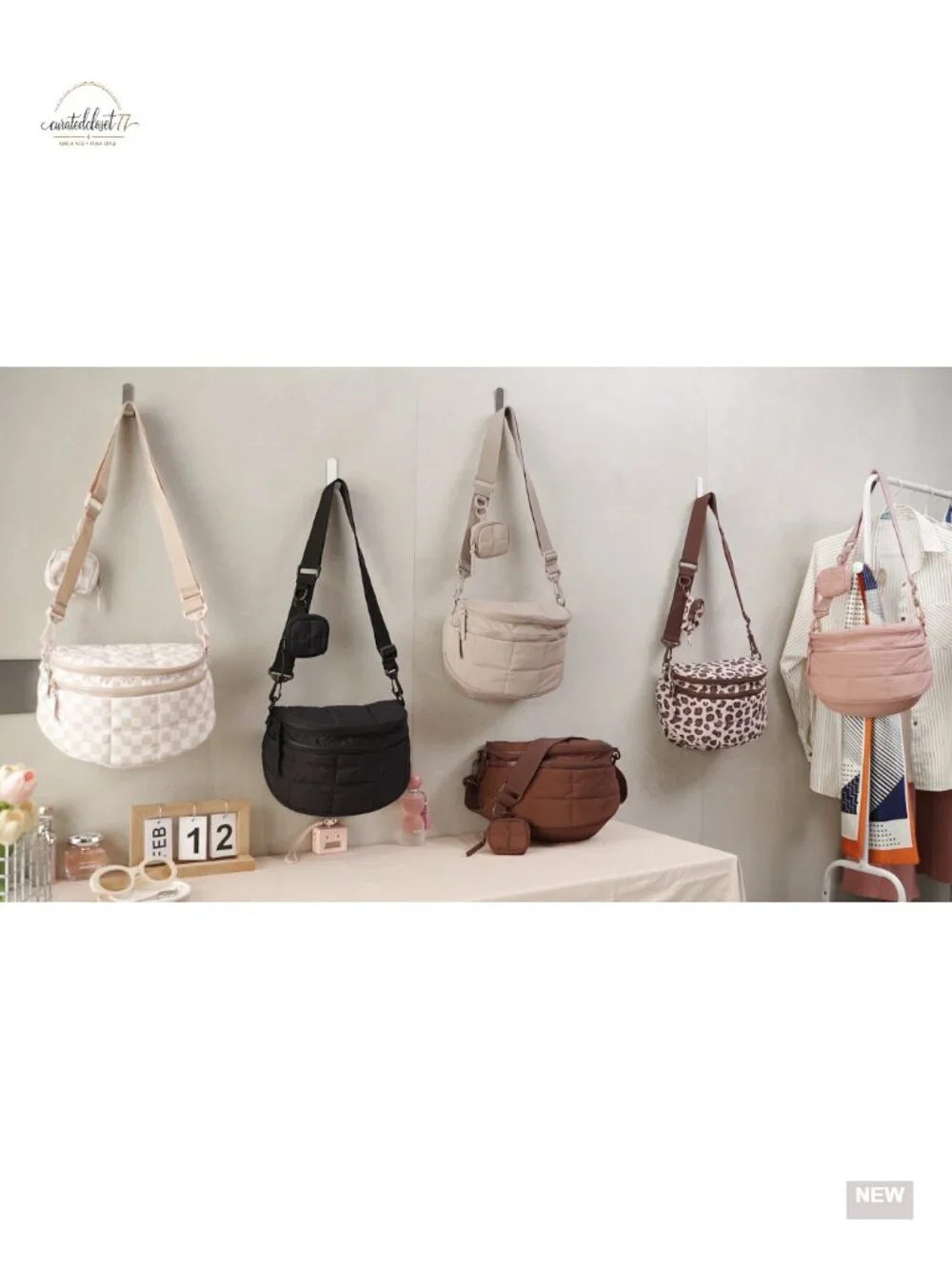 Quilted Crossbody Bag with Detachable Pouch, Nylon Puffer Bum Bag, Hobo Style